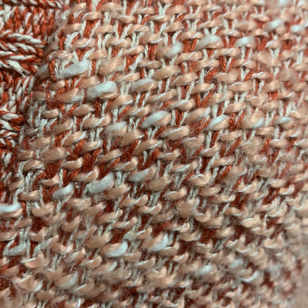 J. Jill Sweater Cardigan L Brown Cream Peach 3/4 Sleeve Linen Silk Cotton - Picture 6 of 16